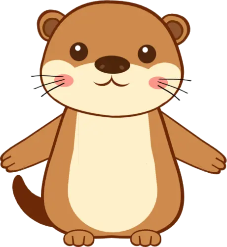Loutra, a friendly cartoon otter standing with its arms open